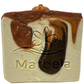 Marbled soap bar with 'Marbela' branding on a white background